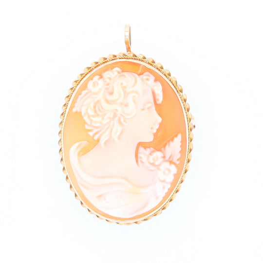Vintage Hand Carved Shell Lady Cameo Pin/Pendant