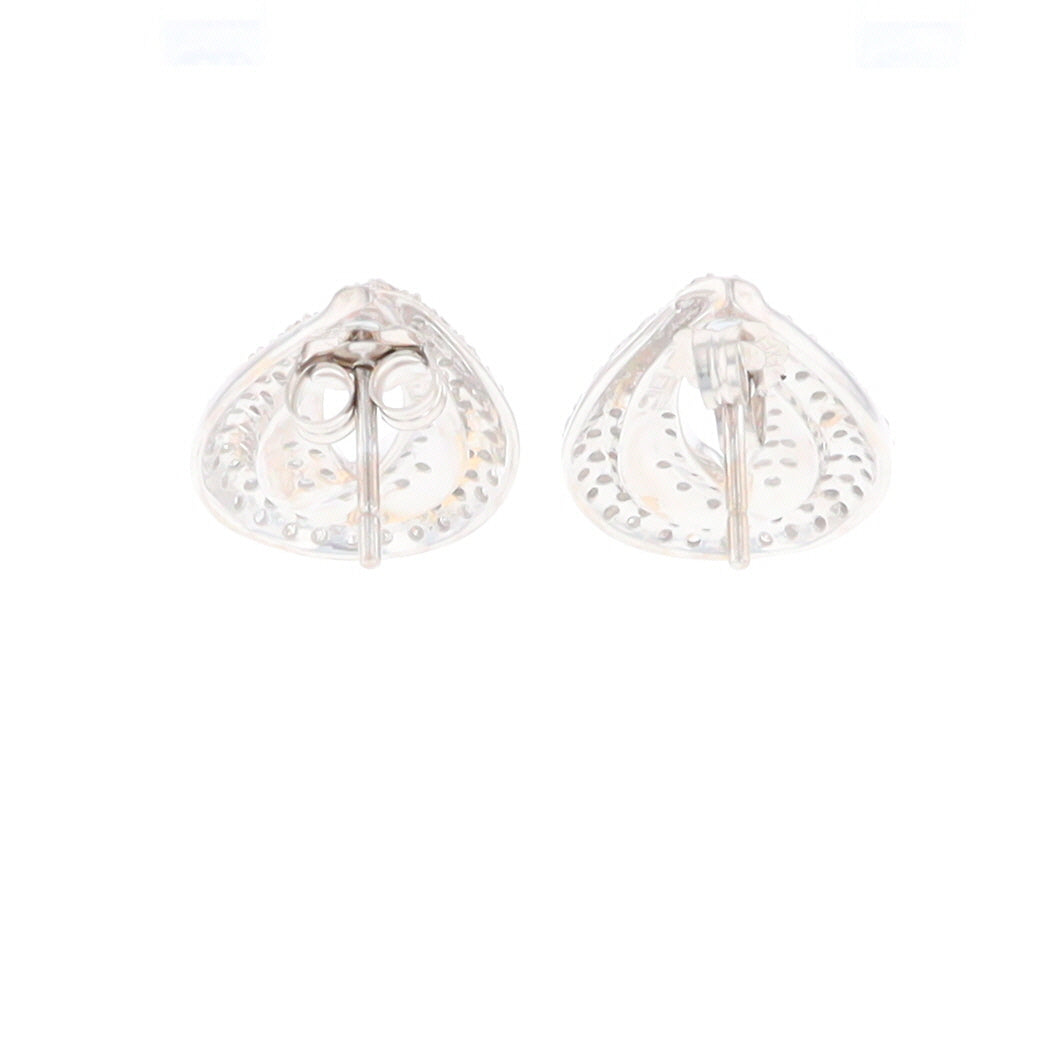 Diamond Open Tear Drop Cluster Earrings