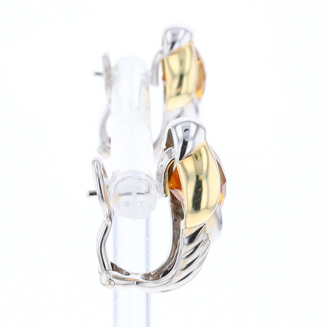 Two-Tone Checkerboard Citrine Earrings