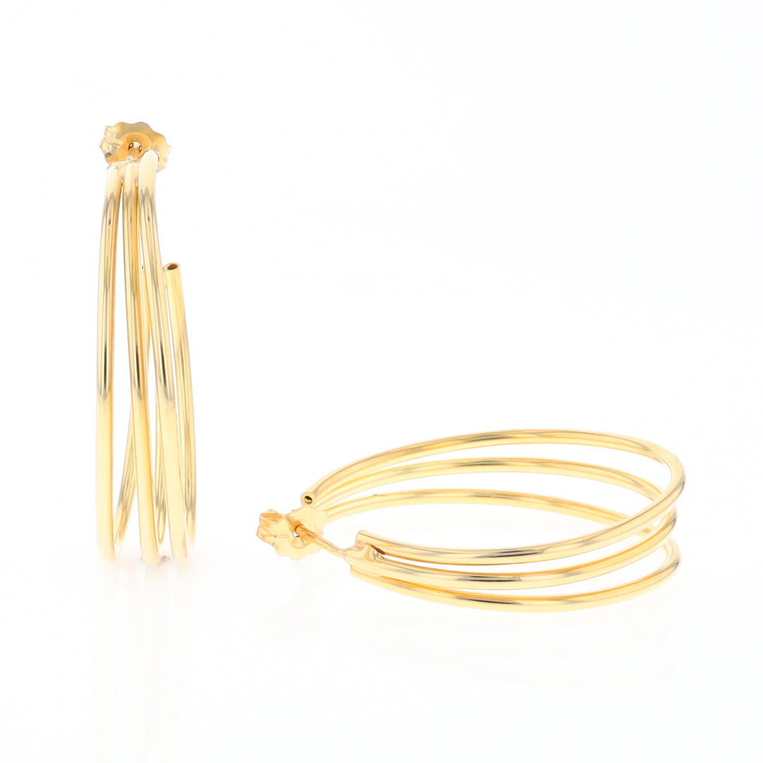 Three Bar Gold Hoop Earrings