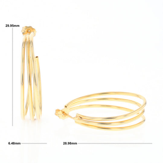 Three Bar Gold Hoop Earrings