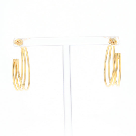 Three Bar Gold Hoop Earrings