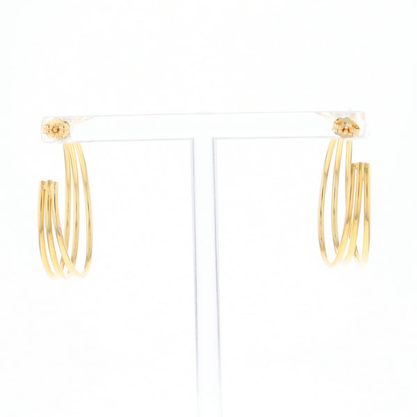 Three Bar Gold Hoop Earrings