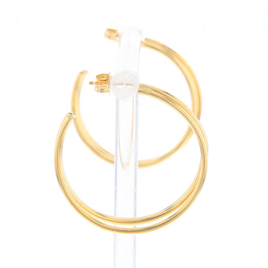 Three Bar Gold Hoop Earrings