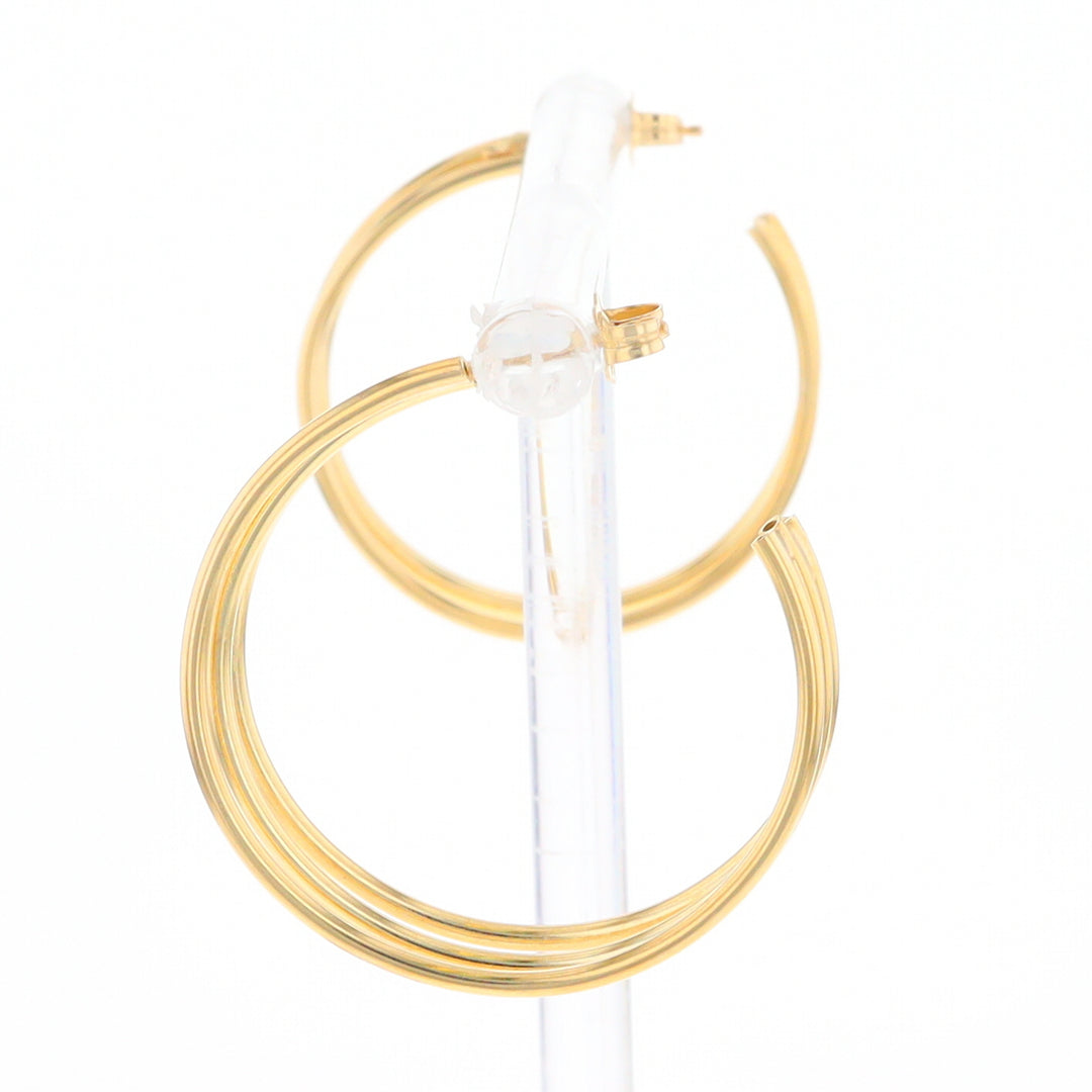 Three Bar Gold Hoop Earrings