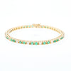 14Kt Yellow Gold Emeralds & Diamond Accent Tennis Bracelet