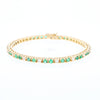 14Kt Yellow Gold Emeralds & Diamond Accent Tennis Bracelet