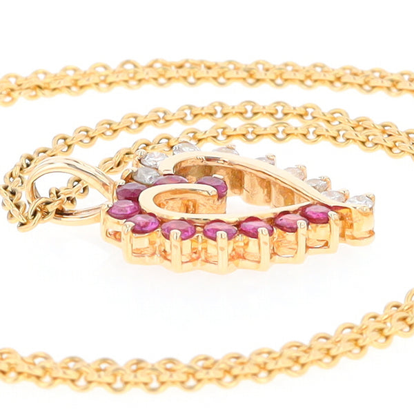 Ruby and Diamond Heart Shaped Pendant