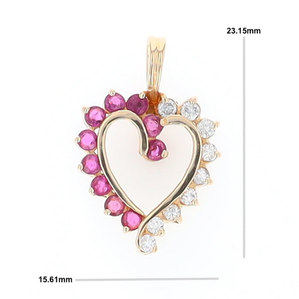 Ruby and Diamond Heart Shaped Pendant