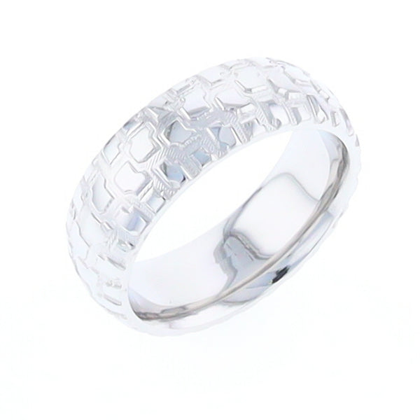 Cobalt Tire Tread Design Men's Ring