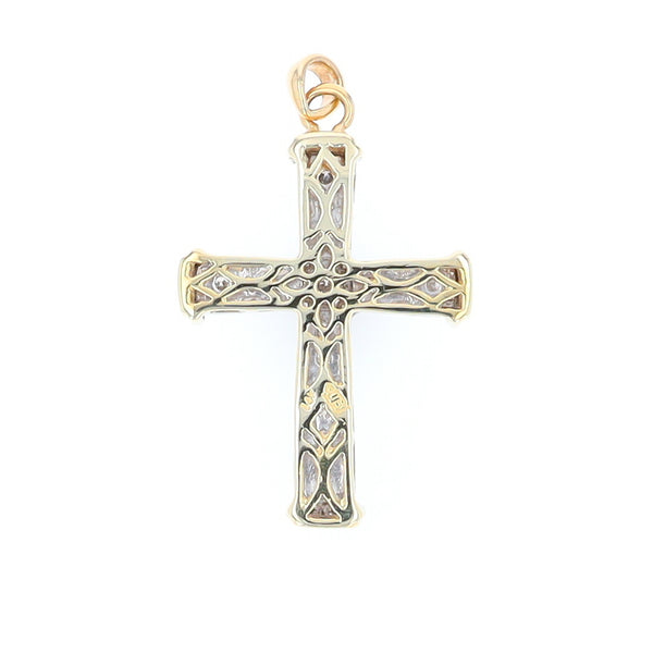 Two-Tone Gold with Diamonds Cross Pendant