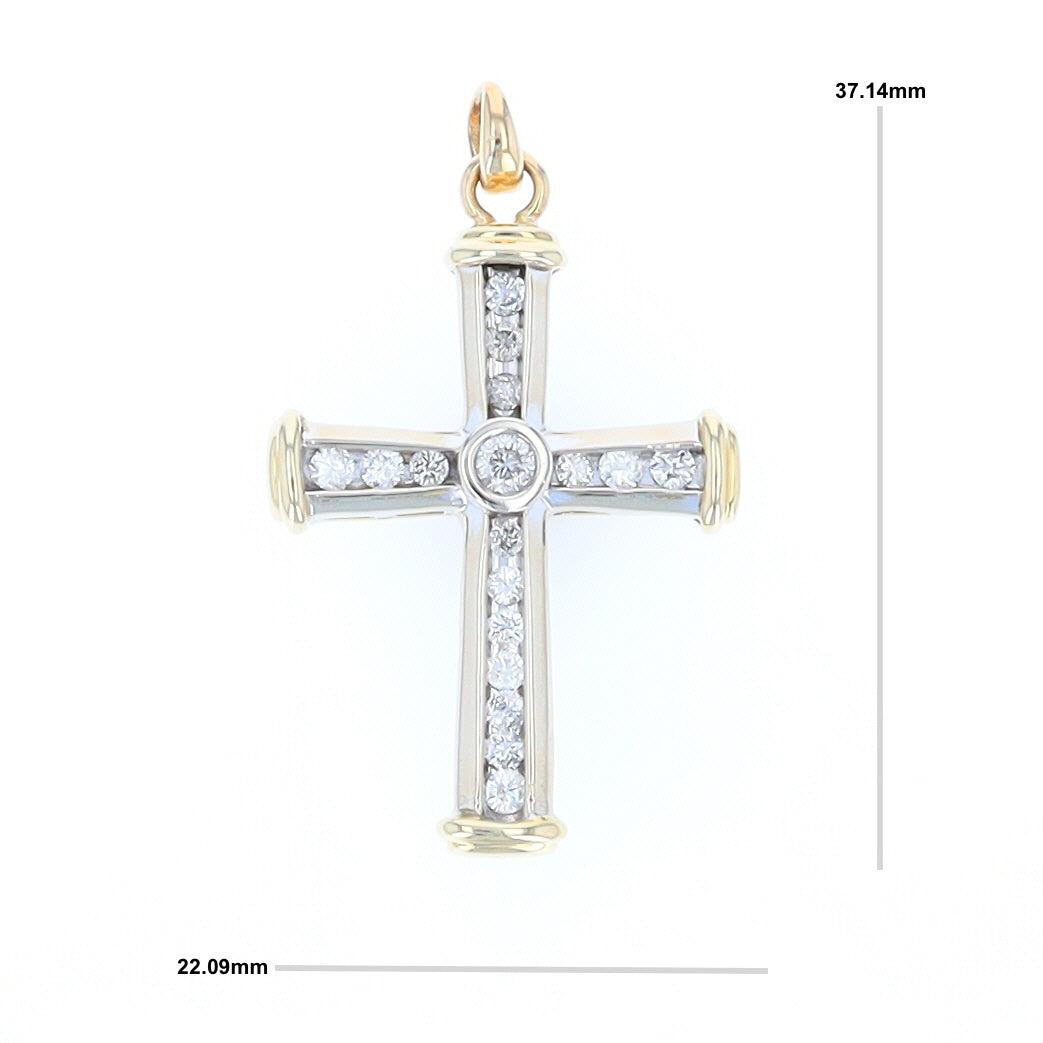 Two-Tone Gold with Diamonds Cross Pendant