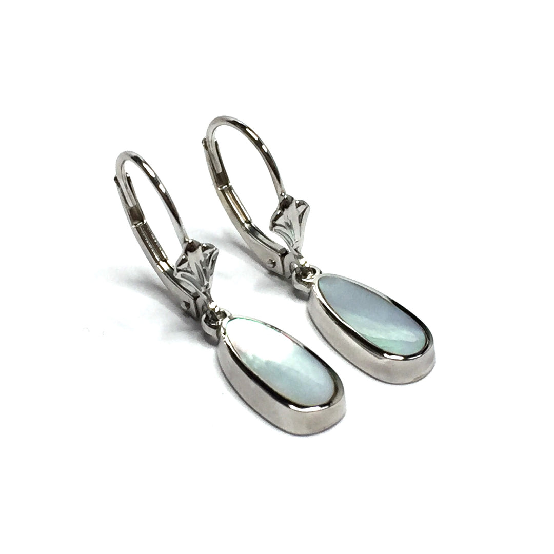 Mother Of Pearl Inlaid Lever Back Earrings