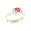 Peaked Halo Pink Tourmaline & Diamond Engagement Ring