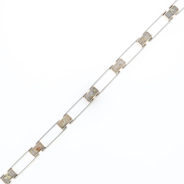 Gold Quartz Bracelet Rectangle Link Inlaid with Toggle Clasp G2
