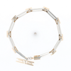 Gold Quartz Bracelet Rectangle Link Inlaid with Toggle Clasp G2