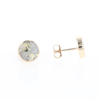 Gold Quartz Earrings 9mm Round Inlaid Studs - G2