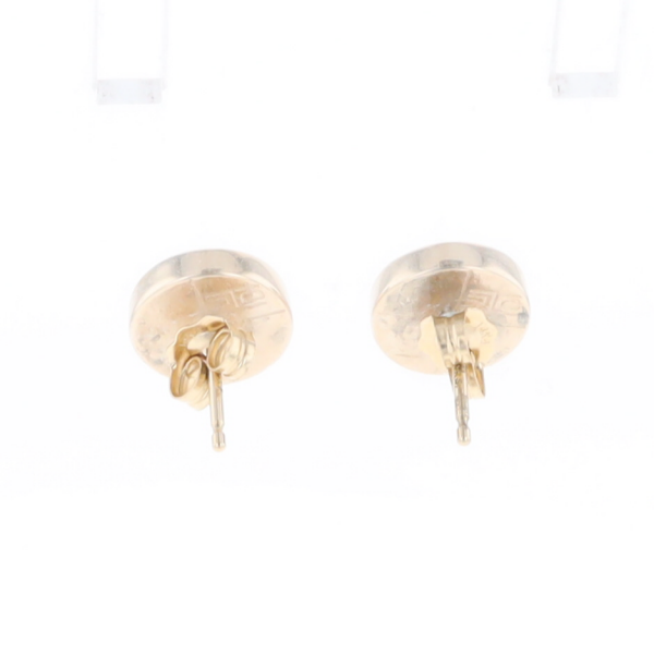 Gold Quartz Earrings 9mm Round Inlaid Studs - G2
