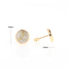 Gold Quartz Earrings 9mm Round Inlaid Studs - G2