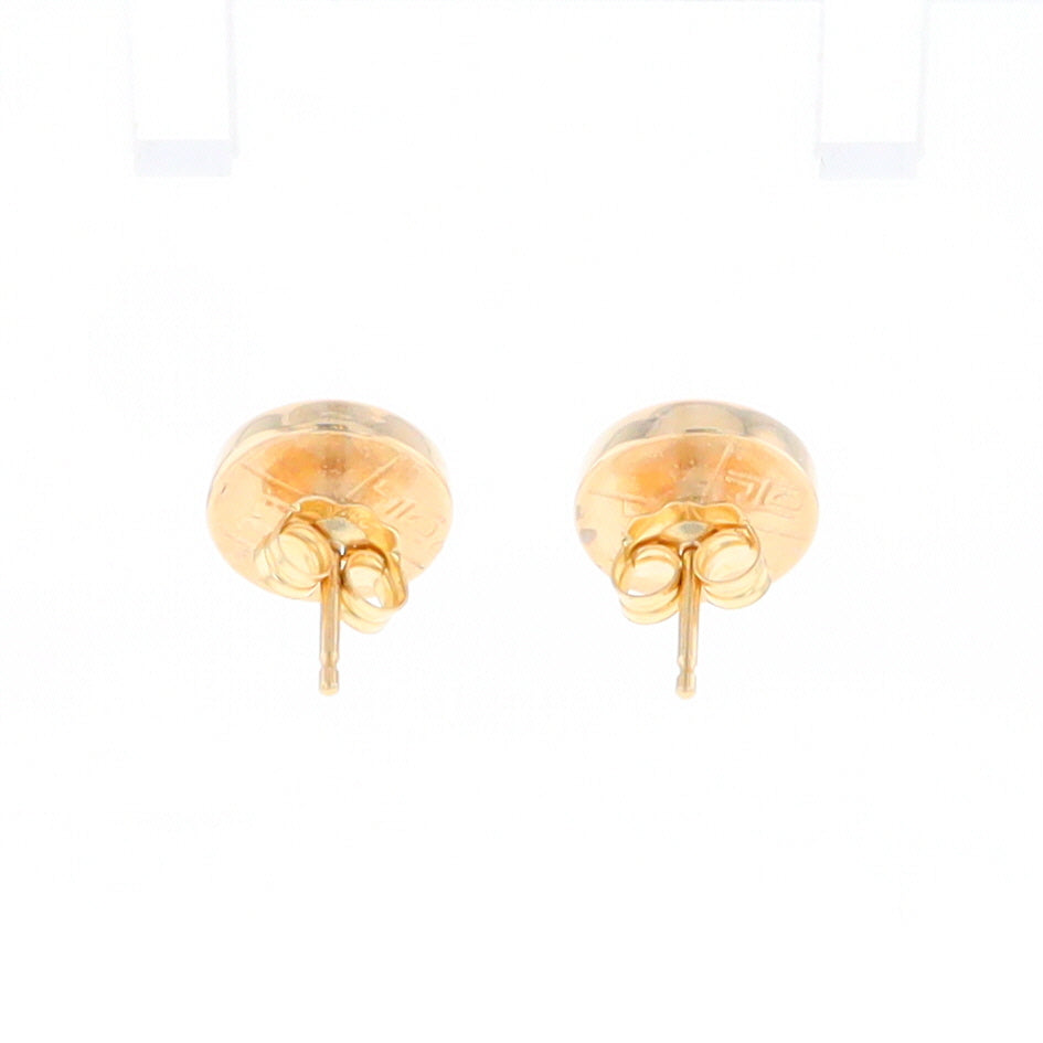 Gold Quartz Earrings 9mm Round Inlaid Studs - G2