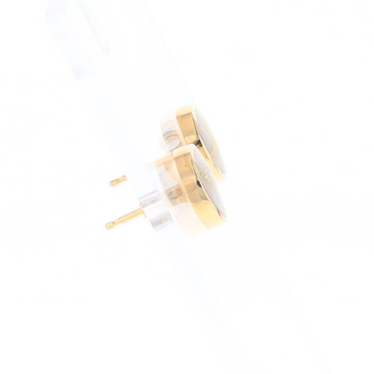 Gold Quartz Earrings 9mm Round Inlaid Studs - G2