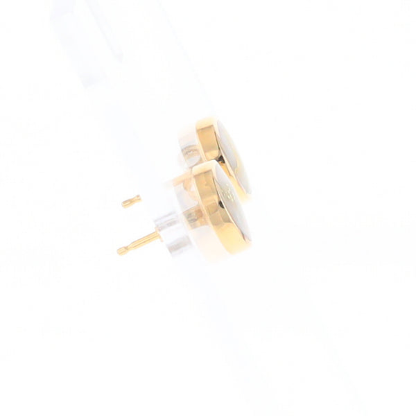 Gold Quartz Earrings 9mm Round Inlaid Studs - G2