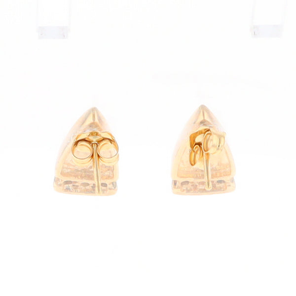 G1 Gold Quartz Earrings Triangle Shape Inlaid Design with .12ctw Diamonds