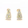 G1 Gold Quartz Earrings Triangle Shape Inlaid Design with .12ctw Diamonds