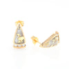 G2 Gold Quartz Earrings Triangle Shape Inlaid Design with .12ctw Diamonds