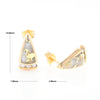 G2 Gold Quartz Earrings Triangle Shape Inlaid Design with .12ctw Diamonds