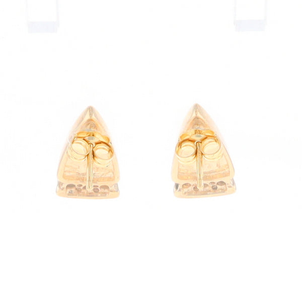 G2 Gold Quartz Earrings Triangle Shape Inlaid Design with .12ctw Diamonds