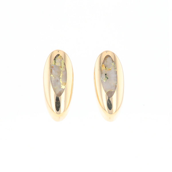 Oval Gold Quartz Inlaid Earrings - G2