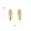 Oval Gold Quartz Inlaid Earrings - G2