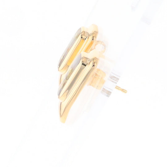 Gold Quartz Earrings Rectangle Inlaid Design