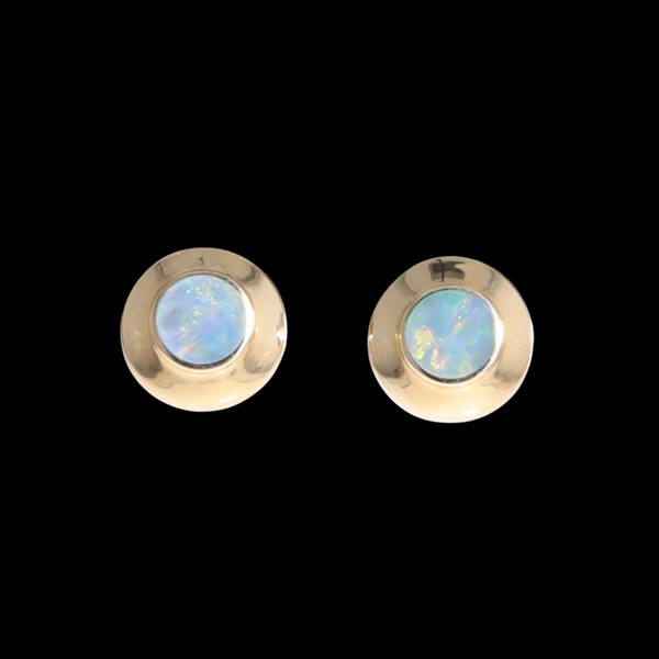 Opal Earrings Round Inlaid Design Studs