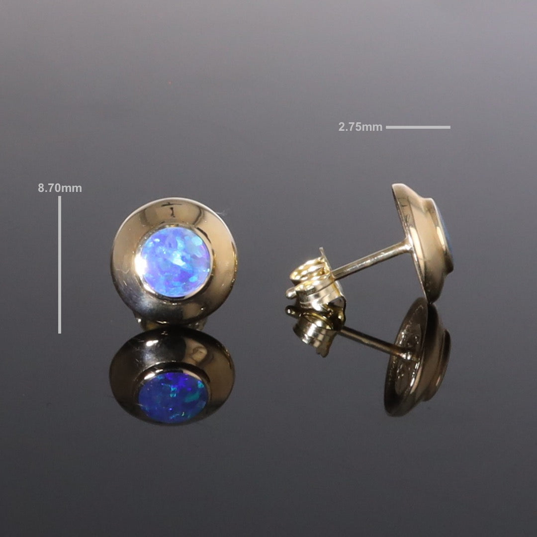 Opal Earrings Round Inlaid Design Studs