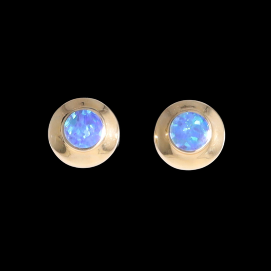 Opal Earrings Round Inlaid Design Studs