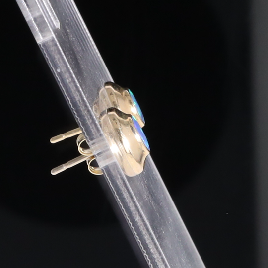Opal Earrings Round Inlaid Design Studs