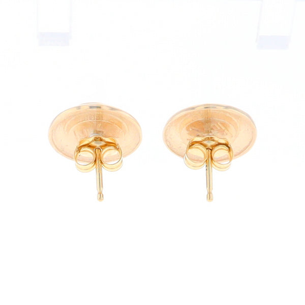Gold Quartz Earrings Round Inlaid Design