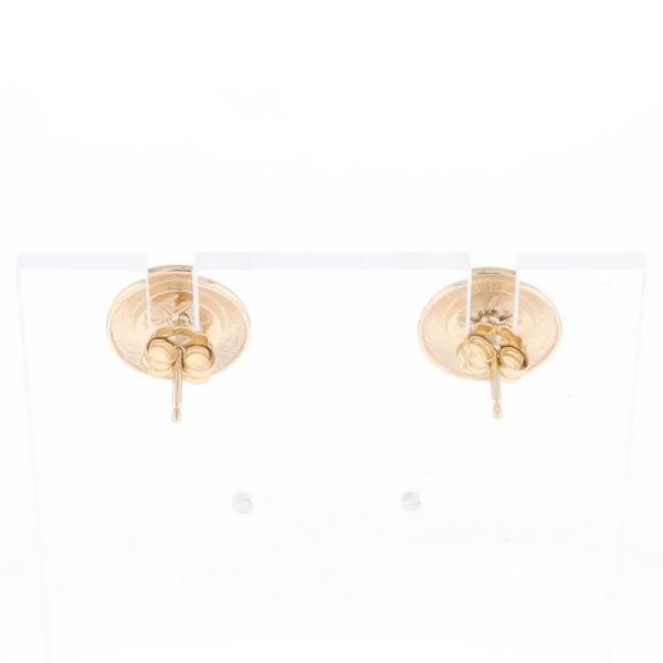 Gold Quartz Earrings Round Inlaid Design