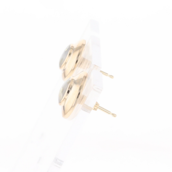 Gold Quartz Earrings Round Inlaid Design