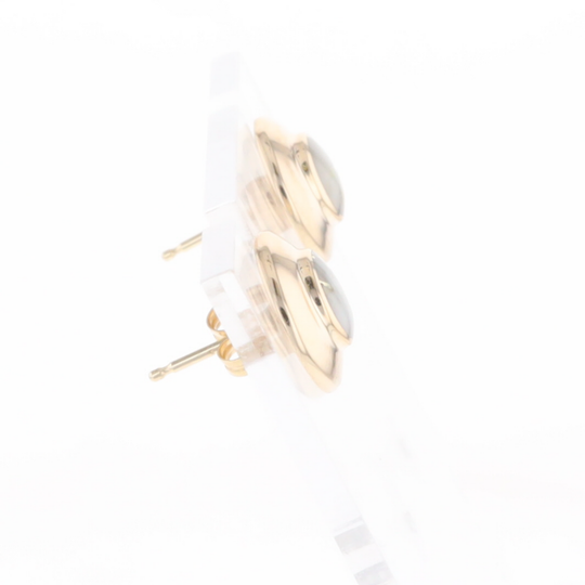 Gold Quartz Earrings Round Inlaid Design