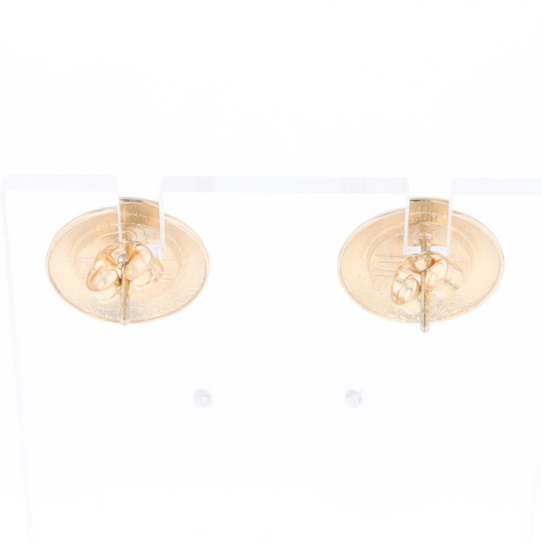Superior Quality Gold Quartz Inlaid Circle Stud Earrings
