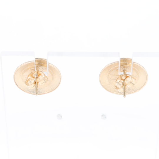 Superior Quality Gold Quartz Inlaid Circle Stud Earrings