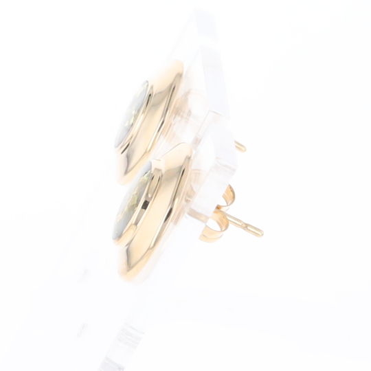 Superior Quality Gold Quartz Inlaid Circle Stud Earrings