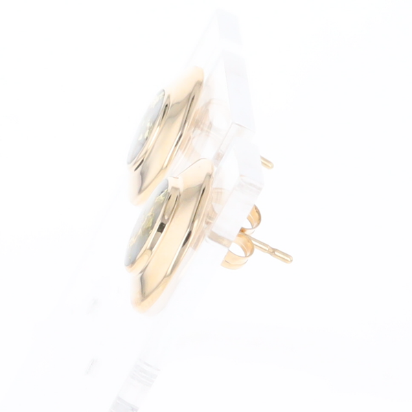 Superior Quality Gold Quartz Inlaid Circle Stud Earrings