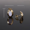 Opal Earrings Oval Inlaid Design Studs