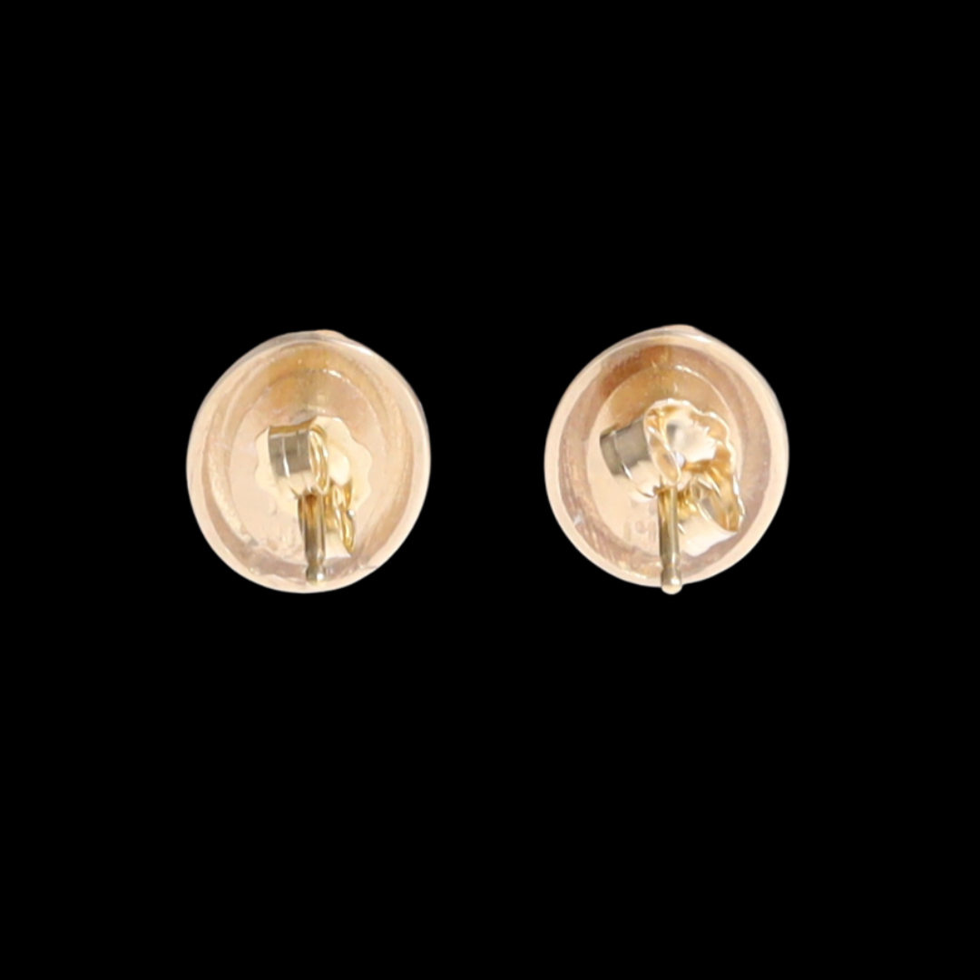 Opal Earrings Oval Inlaid Design Studs