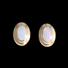 Opal Earrings Oval Inlaid Design Studs