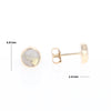 Gold Quartz Earrings Round Inlaid Studs